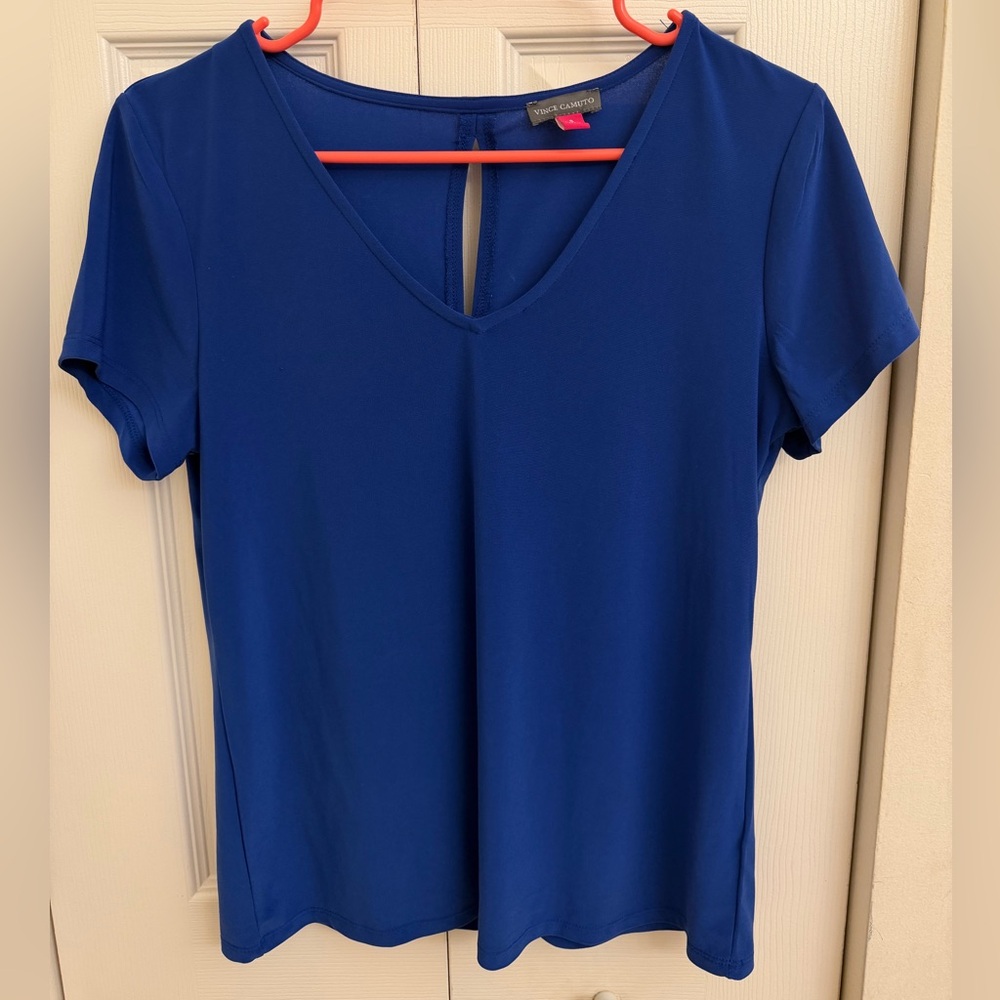 🔴Vince Camuto Cobalt Blue V-Neck Short Sleeve Top